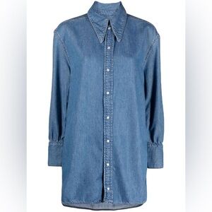 Ganni Cut-Out Oversized Denim Shirt EUC